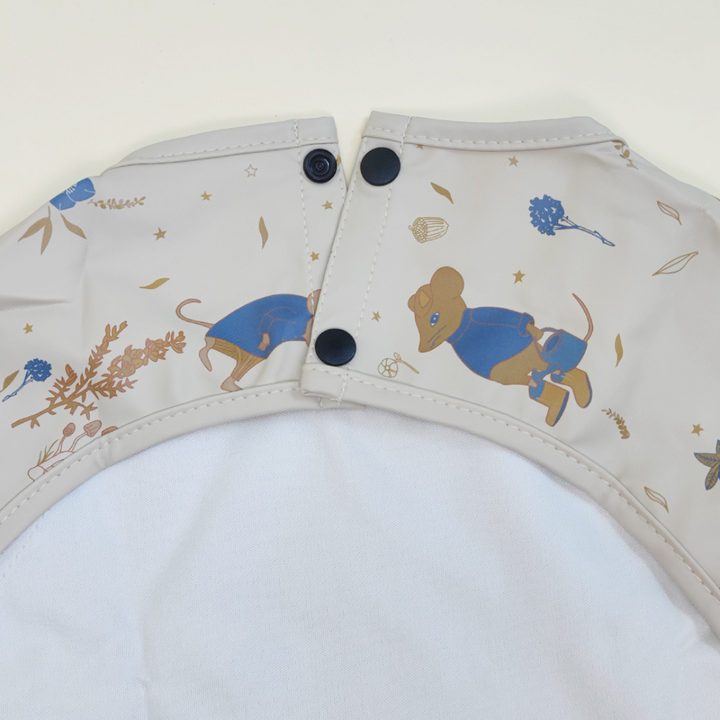 Alimos Long Sleeved Baby Bib 12-36 Months - Reversible Front Pocket for Baby Led Weaning