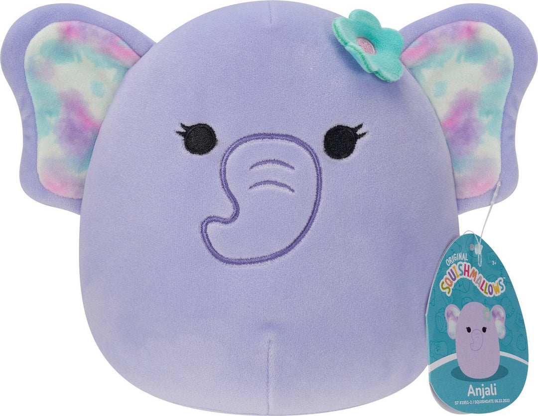 Squishmallows 7.5'' Purple Elephant With Flower Pin Plush