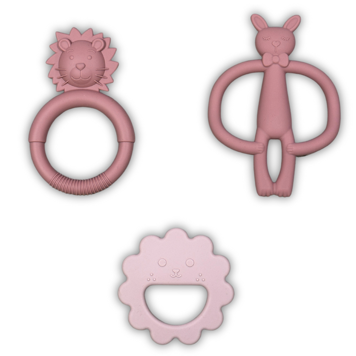 Alimos Antimicrobial Food-Grade Silicone Teether Toys (3 Pack)