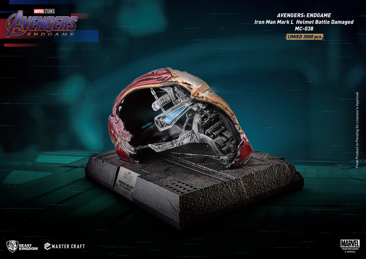 Beast Kingdom Avengers Endgame Master Craft Iron Man Mark-50 Battle Damaged Helmet Limited Edition Statue