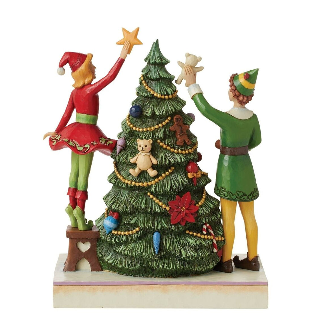 Official Jim Shore Elf Treat Every Day like Christmas (Buddy with Jovie Decorating Tree Figurine)