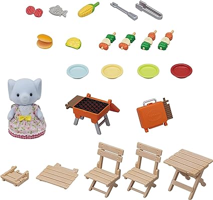 Sylvanian Families BBQ Picnic Set Elephant Girl Playset