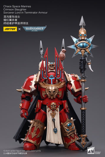 Warhammer 40K 1/18 Scale ChaosSpace Marines Crimson Slaughter Sorcerer Lord in Terminator Armour