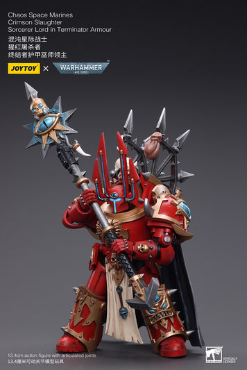 Warhammer 40K 1/18 Scale ChaosSpace Marines Crimson Slaughter Sorcerer Lord in Terminator Armour