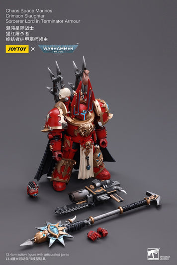 Warhammer 40K 1/18 Scale ChaosSpace Marines Crimson Slaughter Sorcerer Lord in Terminator Armour