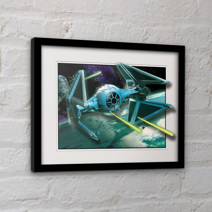 Star Wars Tie Fighter Breakout 3D Effect Framed Collector Print - 30 x 40 cm