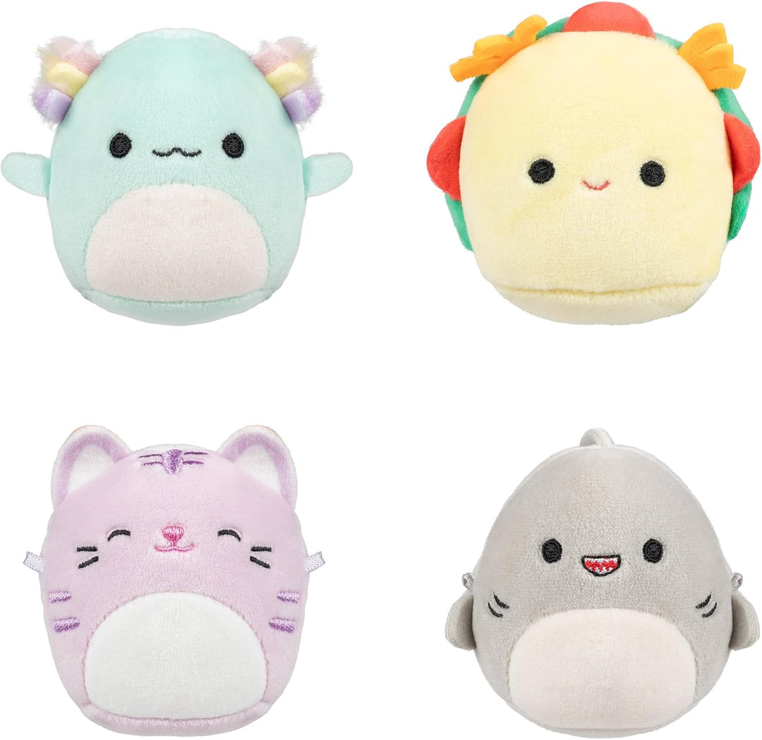 Squishmallows Original Micromallows 4-Pack (Irina Axolotl, Tabitha Cat, Tex Taco, Gordon Shark)