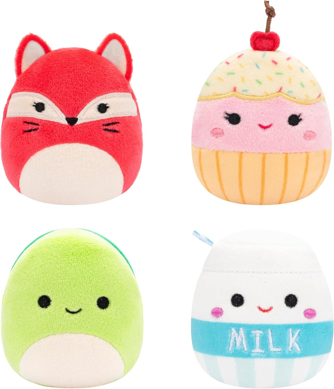 Squishmallows Original Micromallows 4-Pack (Clara Cupcake, Fifi Fox, Henry Turtle, Melly Milk Carton)