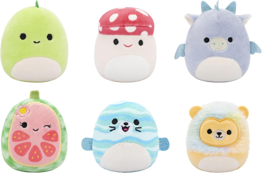 Squishmallows Original Micromallows 6-Pack (Cortez Caterpillar, Dane Dragon, Floyd French Fries, Lena Guava Fruit, Leonard Lion, Noah Seal)