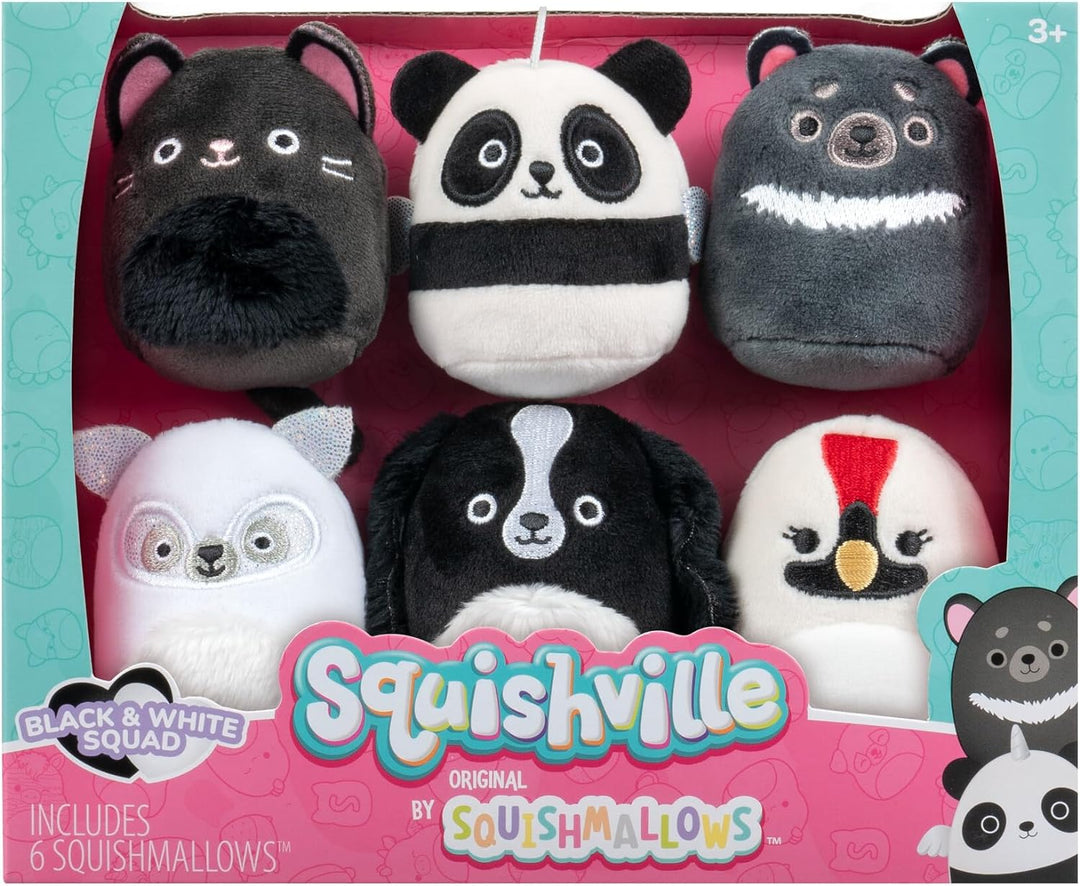 Squishmallows Squishville 2" Black & White Squad Plush (6 Pack)