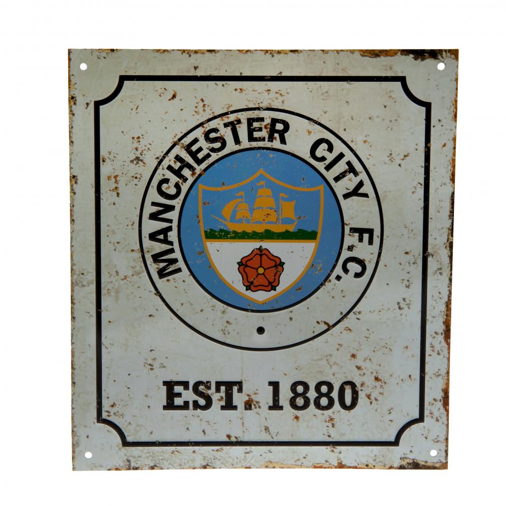 Manchester City FC Retro Logo Sign