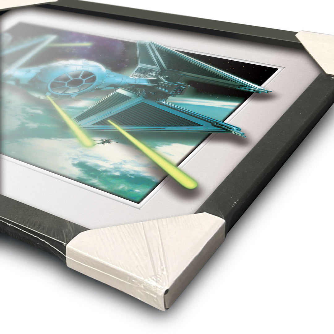 Star Wars Tie Fighter Breakout 3D Effect Framed Collector Print - 30 x 40 cm