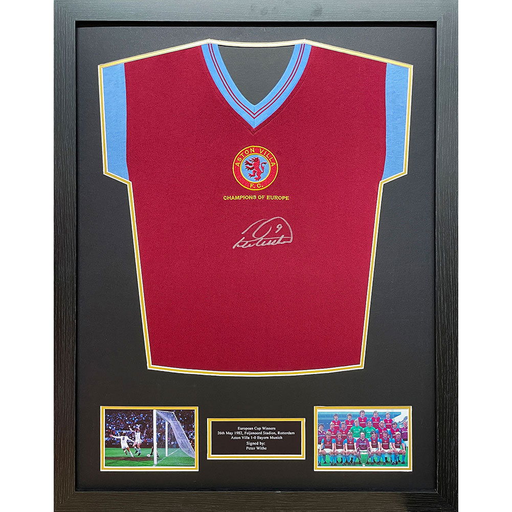 Aston Villa FC 1982 Peter Withe Signed Shirt (Framed) - Infinity Collectables  - #tag1#