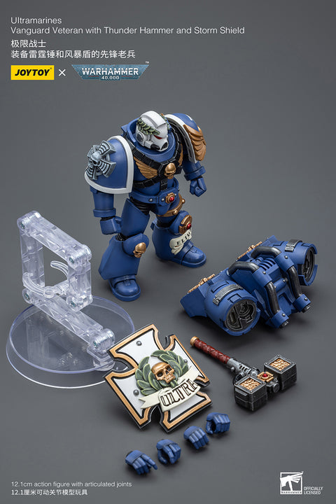 Warhammer 40K 1/18 Scale Ultramarines Vanguard Veteran with Thunder Hammer and Storm Shield