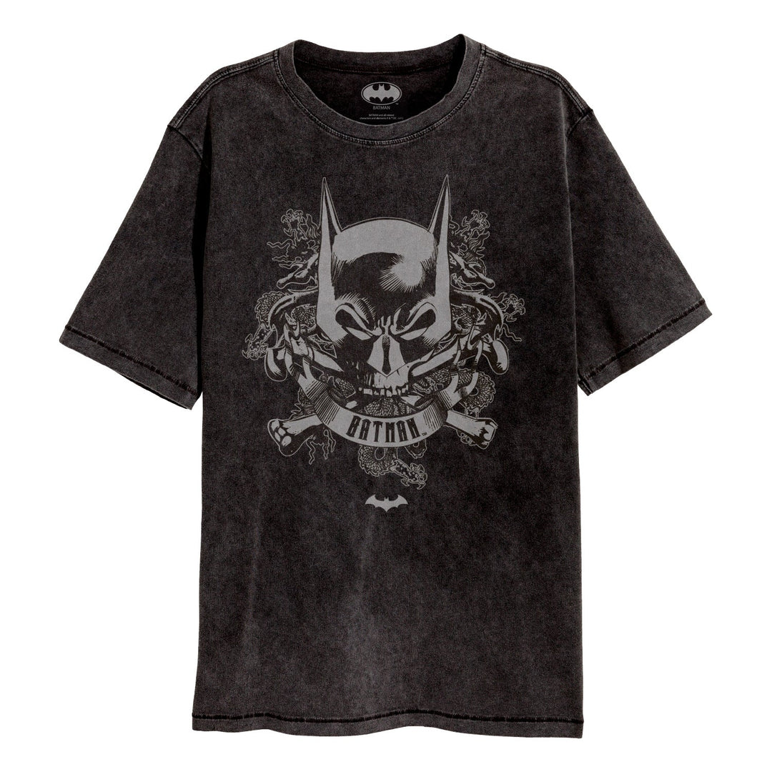 Batman Skull Crest Acid Wash T-Shirt