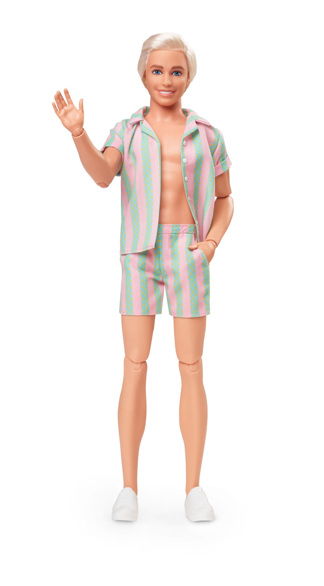 Barbie The Movie Ken Doll Wearing Pastel Striped Beach Matching Set - Infinity Collectables  - #tag1#