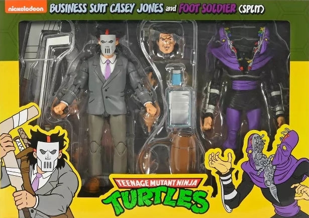 NECA Teenage Mutant Ninja Turtles Cartoon Business Suit Casey Jones and Split Foot Soldier 2-Pack 7" Action Figures