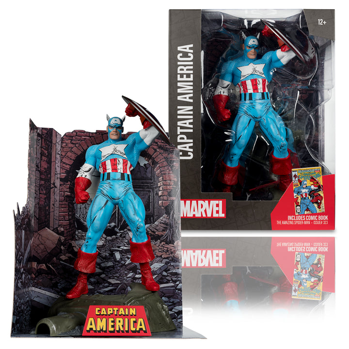 McFarlane Marvel Comics Spider-Man (The Amazing Spider-Man #301) & Captain America (The Amazing Spider-Man #323)1/6 Scale Figures Bundle