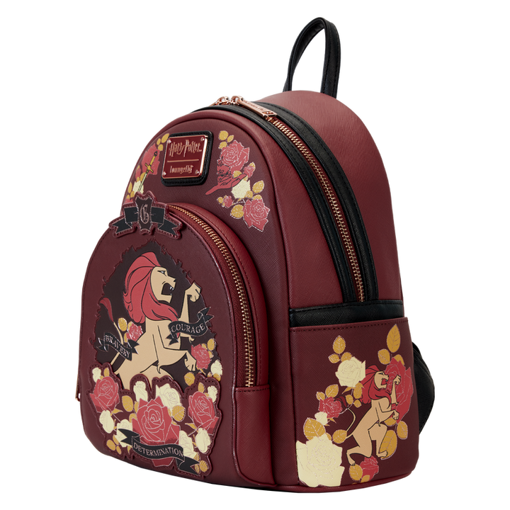 Loungefly Harry Potter Gryffindor House Floral Tattoo Mini Backpack