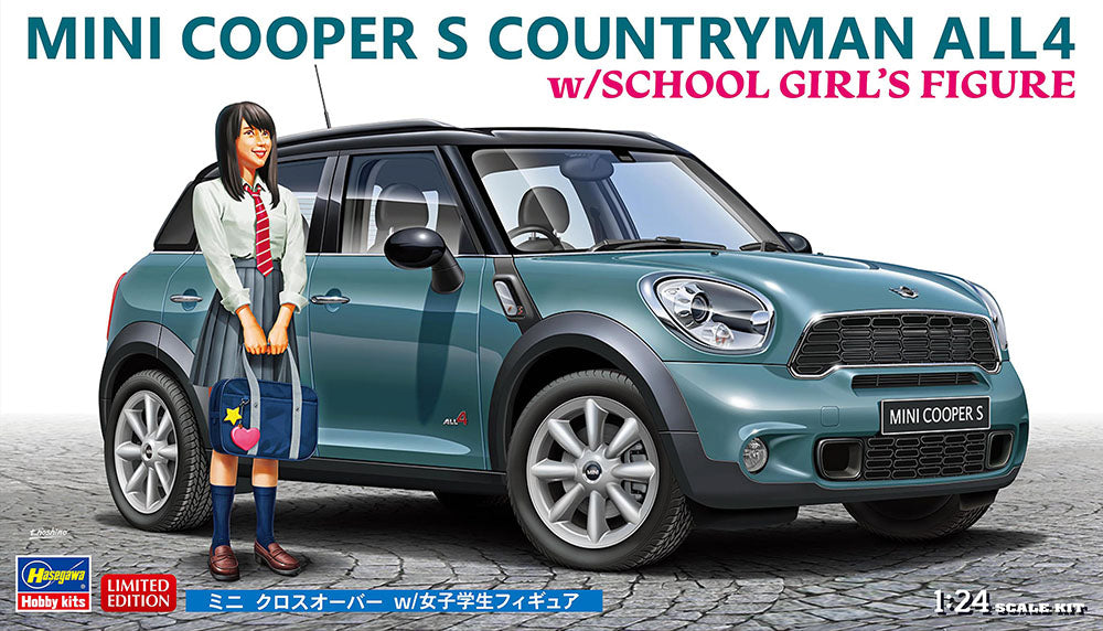 Hasegawa 1:24 Scale Mini Cooper S Countryman All4 With School Girl Figure Kit