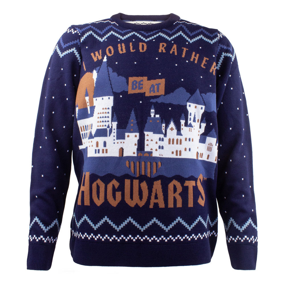 Official Harry Potter Rather Be At Hogwarts Knitted Unisex Christmas Jumper