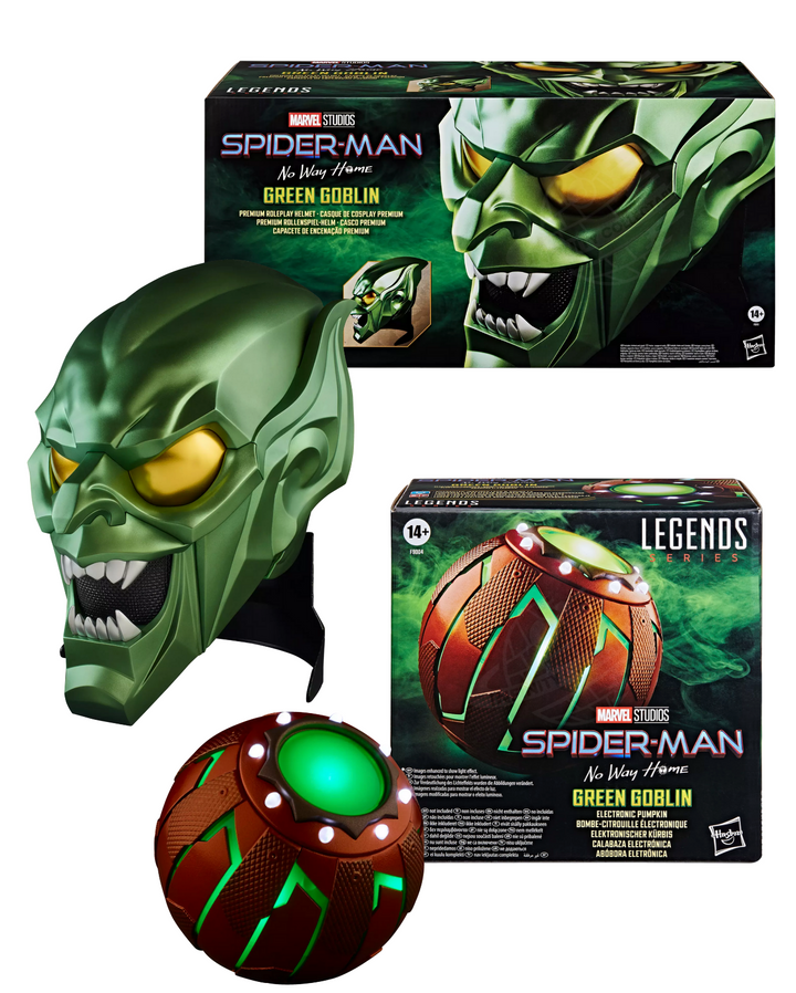 Marvel Legends Series Green Goblin Helmet & Pumpkin Bundle