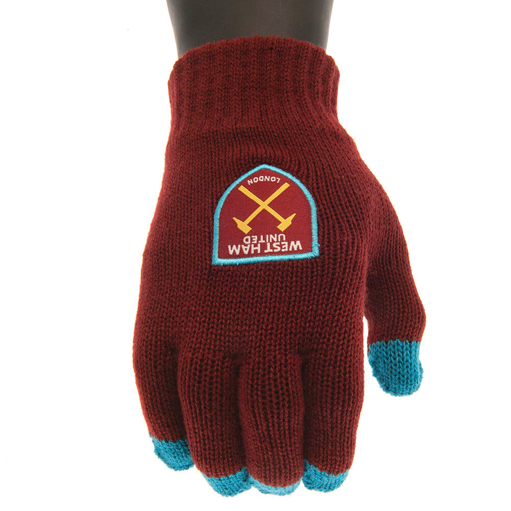 West Ham United FC Touchscreen Junior Knitted Gloves