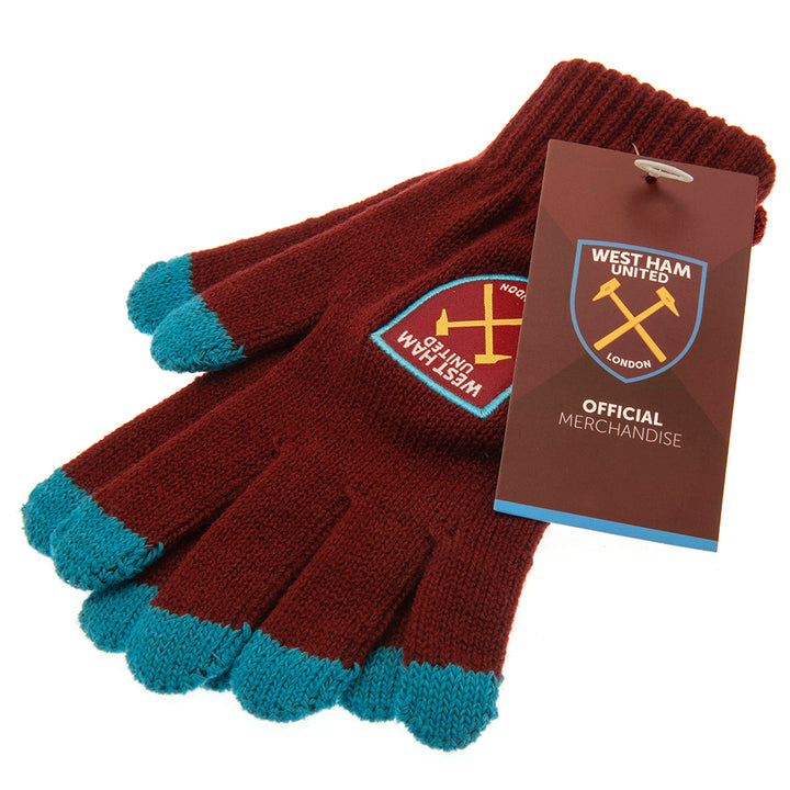 West Ham United FC Touchscreen Adults Knitted Gloves