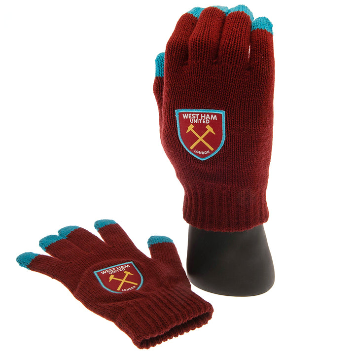 West Ham United FC Touchscreen Junior Knitted Gloves