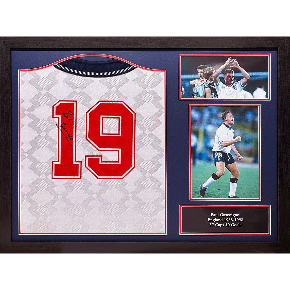 England FA 1990 Paul Gascoigne Signed Shirt (Framed)