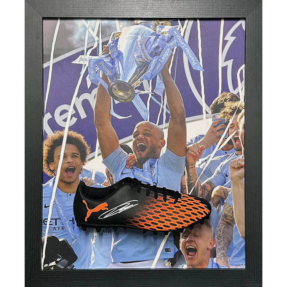 Manchester City FC Vincent Kompany Signed Boot (Framed)