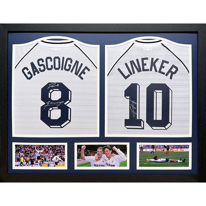 Tottenham Hotspur FC 1991 Gary Lineker and Paul Gascoigne Signed Shirts (Dual Framed)