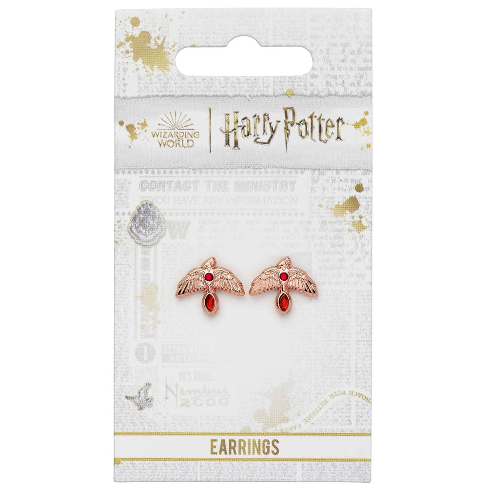 Harry Potter Rose Gold Plated Fawkes Earrings