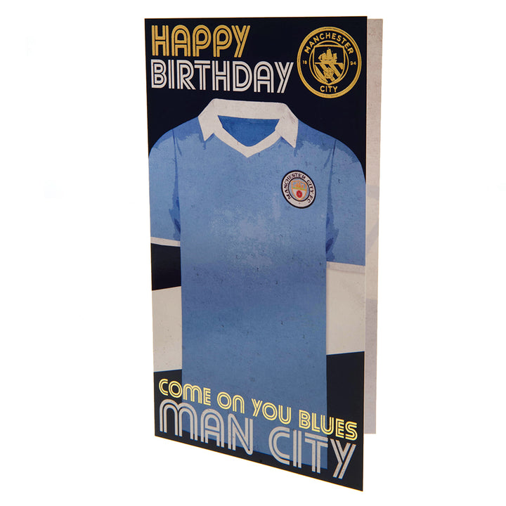 Manchester City FC Retro Shirt Birthday Card