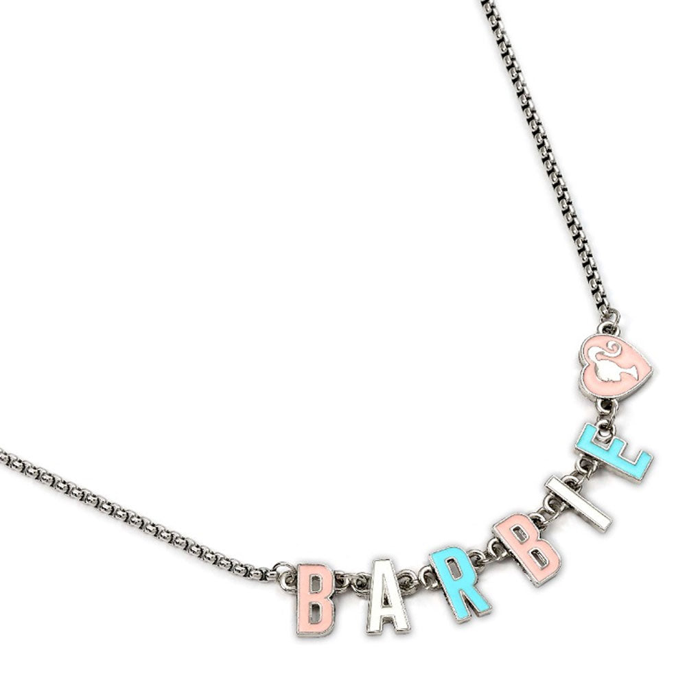 Barbie Silver Plated Enamel Letter Necklace