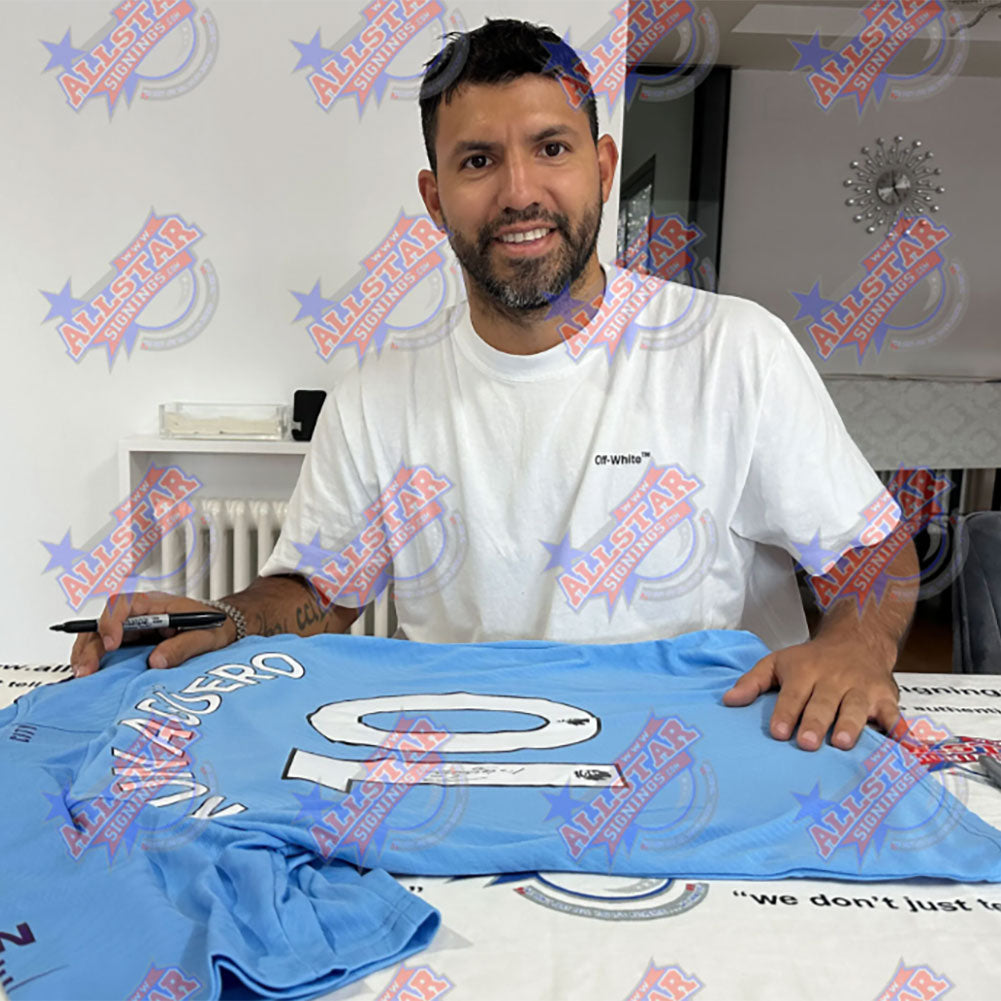 Manchester City FC Sergio Aguero Signed Shirt (Framed)