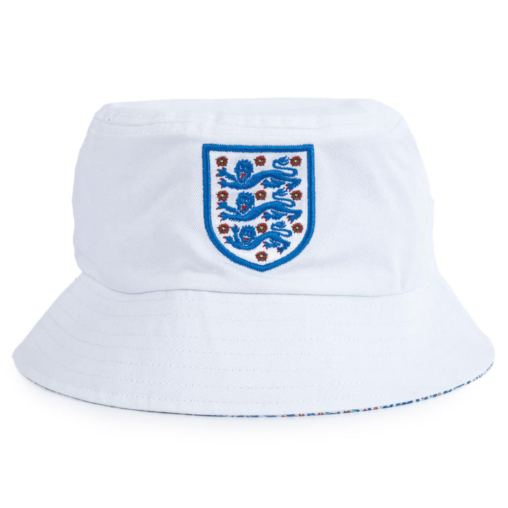 Official England FC Crest Reversible Adults White Bucket Hat