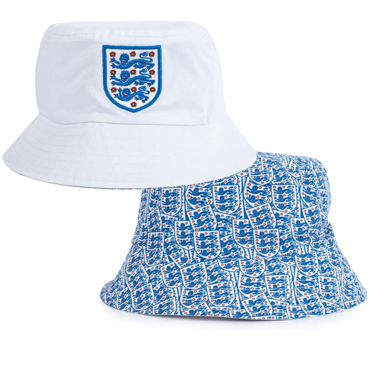 Official England FC Crest Reversible Adults White Bucket Hat