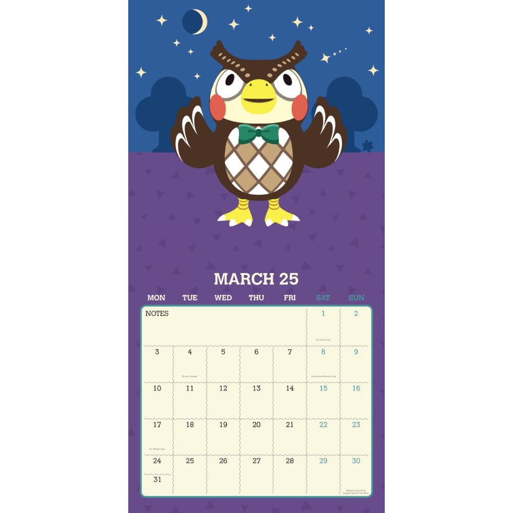 Animal Crossing Square 2025 Calendar