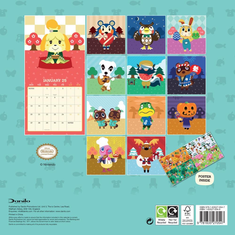 Animal Crossing Square 2025 Calendar