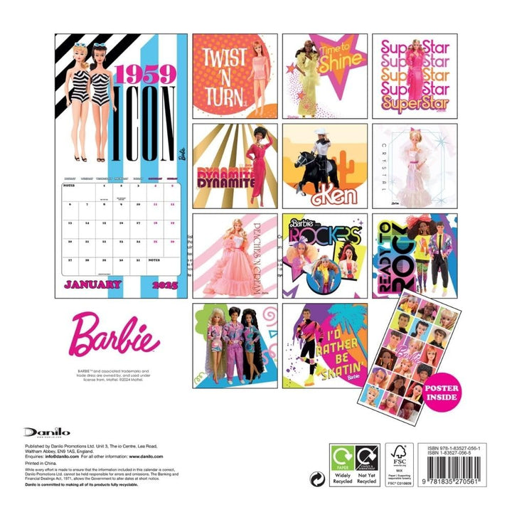 Barbie The Movie Square 2025 Calendar