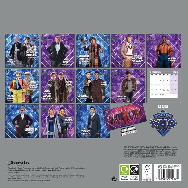 Doctor Who Classic Edition Square 2025 Calendar