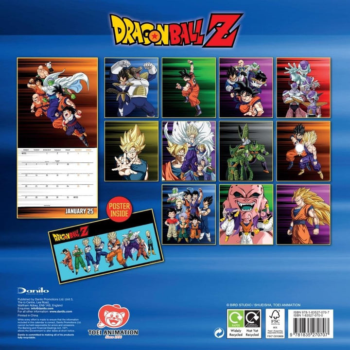 Dragon Ball Z Square 2025 Calendar