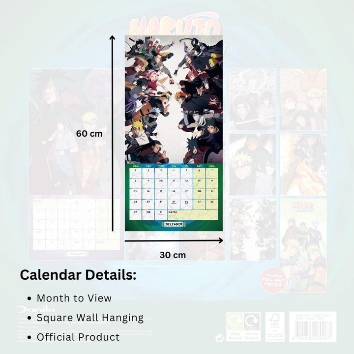 Naruto Shippuden Square 2025 Calendar