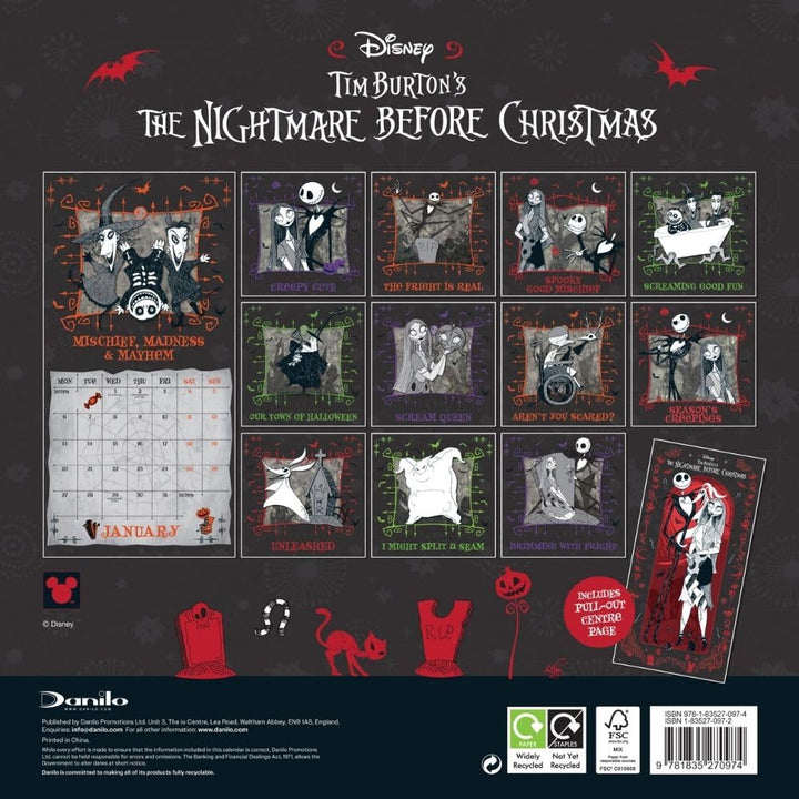 The Nightmare Before Christmas Square 2025 Calendar