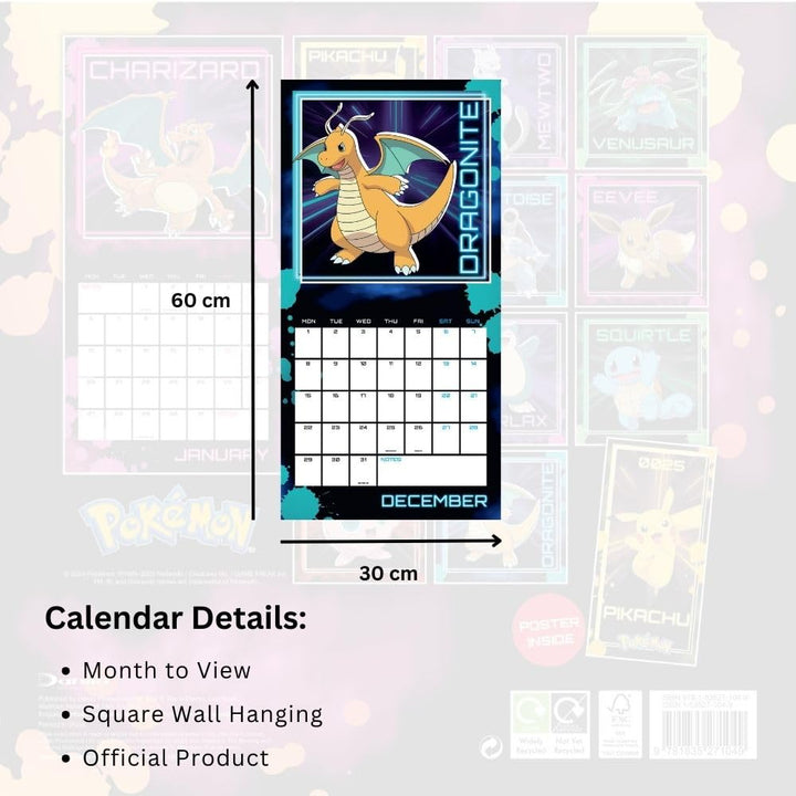 Pokemon Square 2025 Calendar