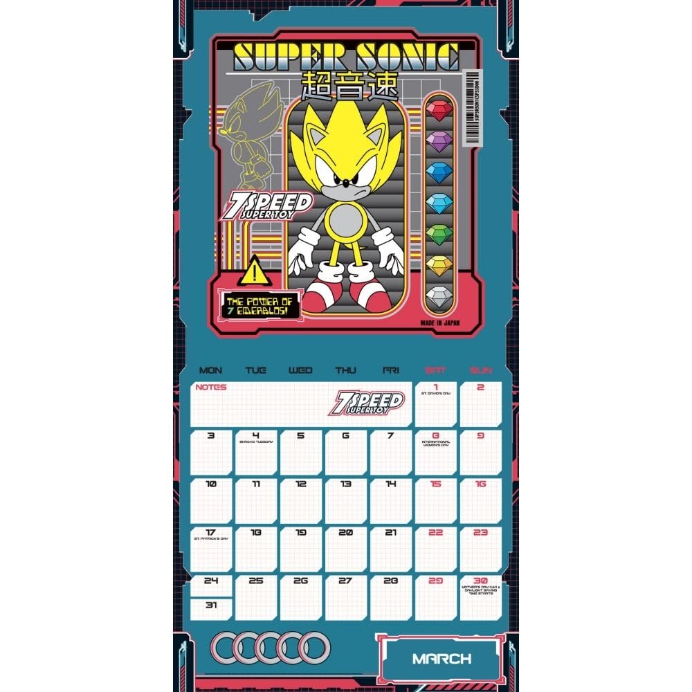 Sonic The Hedgehog Square 2025 Calendar