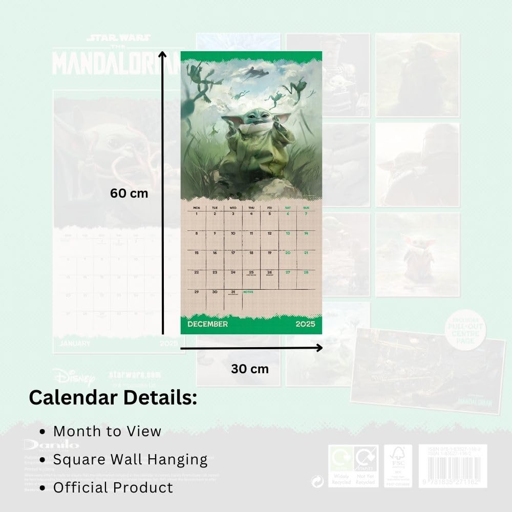 Star Wars: The Mandalorian Grogu Square 2025 Calendar