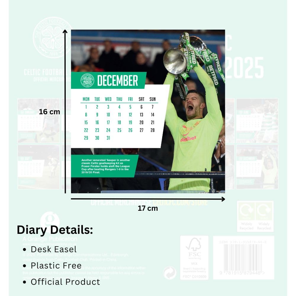 Celtic FC Desktop 2025 Calendar