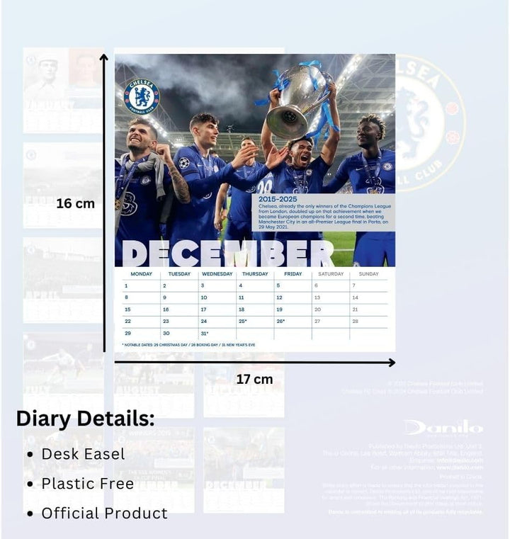 Chelsea FC Desktop 2025 Calendar